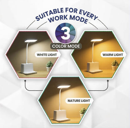 Zakaai™ Smart LED Study Lamp with Pen Holder & Mobile Stand | Eye-Care Light for Students